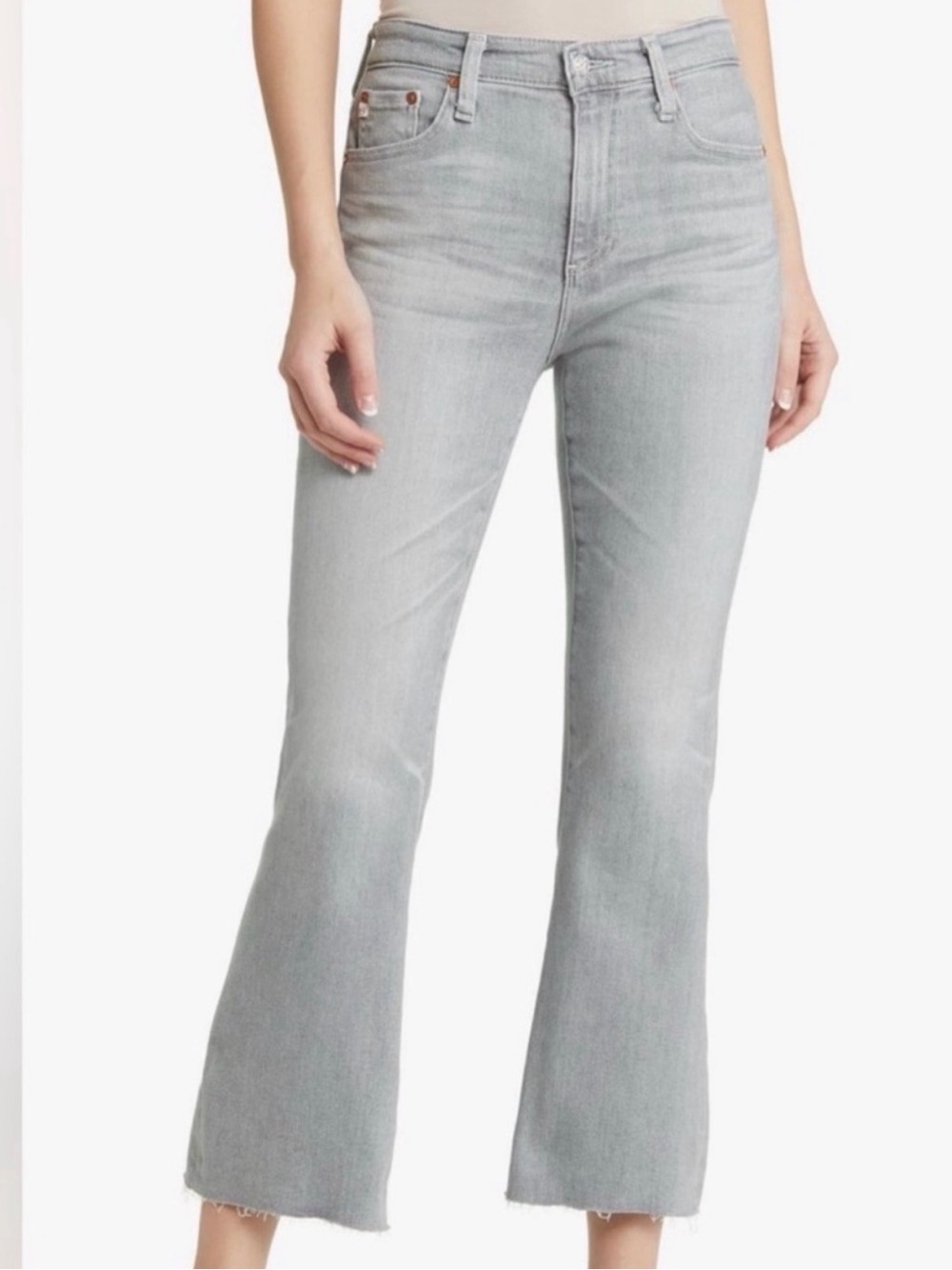 AG Adriano Goldschmied Farrah Boot Cut jeans in Light Gray -High-Rise Flare Jean